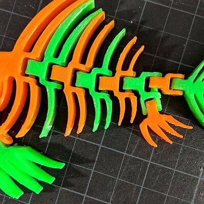 Articulated Piranha Skeleton  Two Color Print  Dual Extrusion