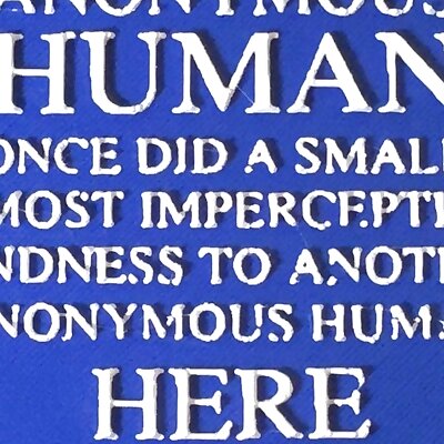 Blue Plaque  Anonymous Human