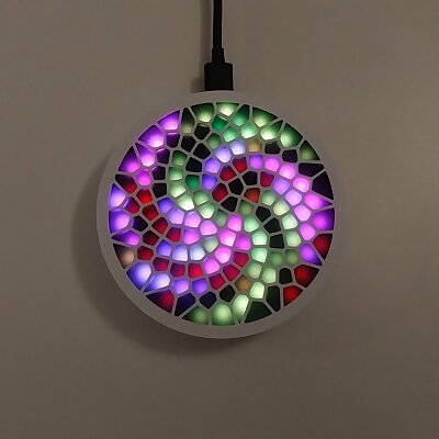 Fibonacci128 Case with Paper or 3mm Acrylic Diffuser  86mm disc with 128 WS2812BMini 3535 RGB LEDs and WiFi
