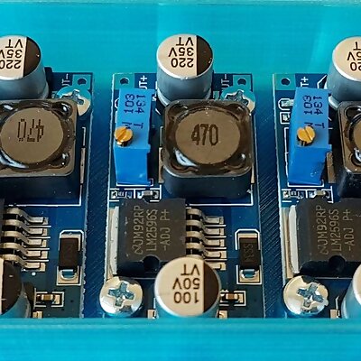 Housing for 3x buck converters for Raspi and fan supply on 3D printer