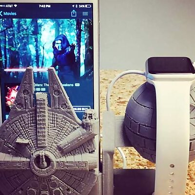 Death star millennium Falcon Charging stand for apple watch and iPhone 6 plus amplifying
