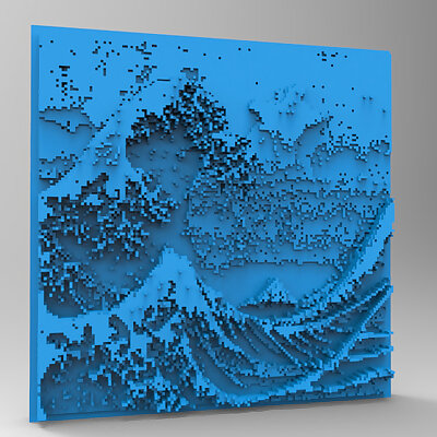 Minecraft 3DPrinting Art Tile  The Great Wave Off Kanagawa