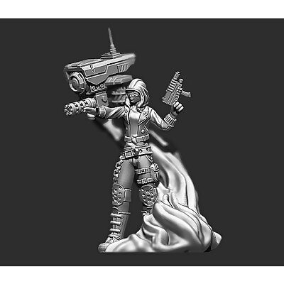 Female decker with drone from Shadowrun rpg