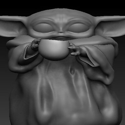 Baby Yoda with soup cup