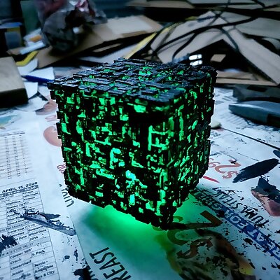 Borg Cube  Green LED Tea Light