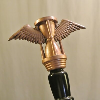 Winged Hourglass Cane Topper  Tempus Fugit