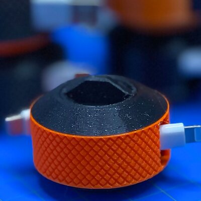 USB Cable Winder Stackable Knurled Print in Place