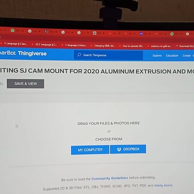 SJ CAM mount for 2020 aluminum extrusion and monitor