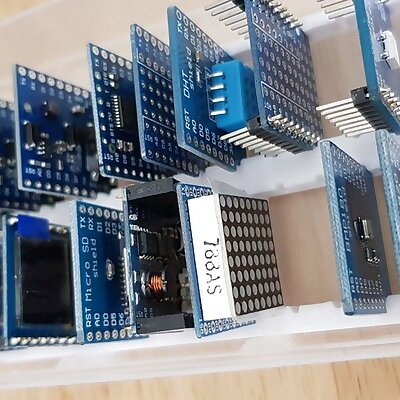 Wemos D1 mini shields storage rack for standard hardware storage cabinets