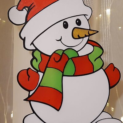 Window decoration snowman  3D printed stained glass