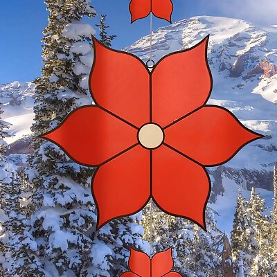 Window decoration poinsettia  3D printed stained glass