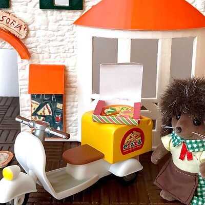 Textured pizzeria toy house with oven