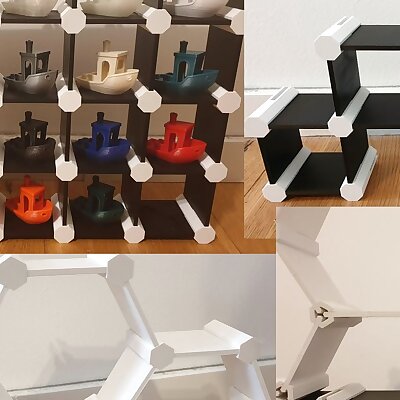 Customizable Modular Square  Hex Shelf incl Benchy Shelf