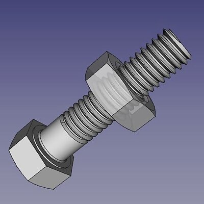 3D printable M5 Hex Screw and Nut