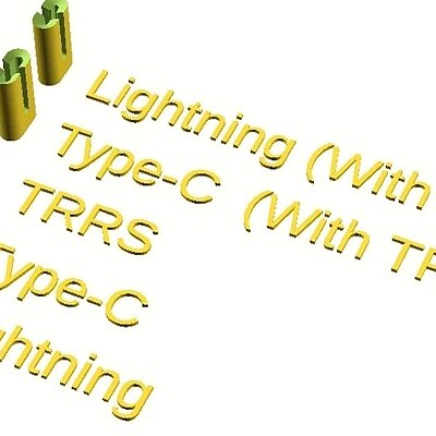 Holder For TYPEC or LIGHTNING and TRRS eg Earphone Wraps OpenSCAD