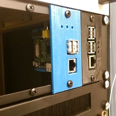Rack for Raspberry PI B on a modular system 19 2U