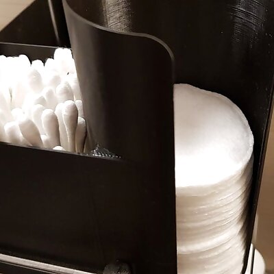 Capacious 4 sections container  dispenser  organizer for cotton buds and pads plus covers