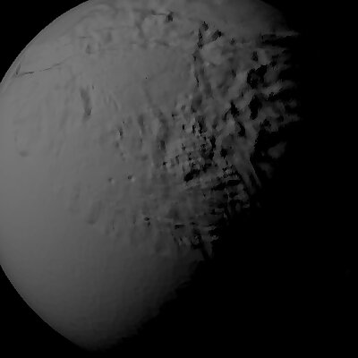 Miranda with known topography scaled one in ten million