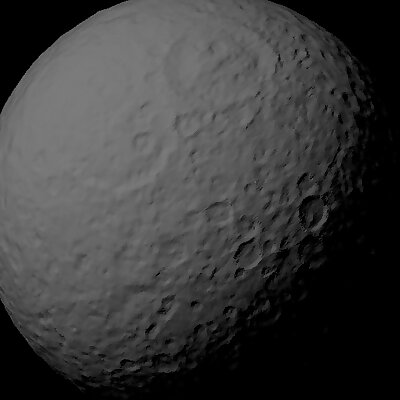 Rhea with known topography scaled one in ten million