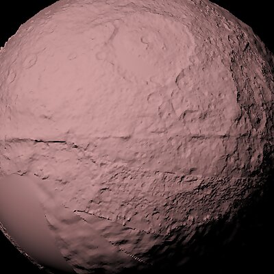 Iapetus with known topography scaled one in ten million