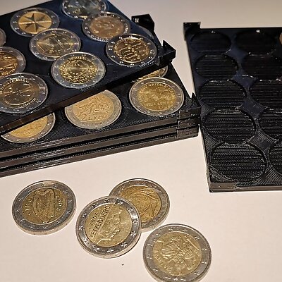 Stackable Coin Collectors Trays for 1 and 2 Euro