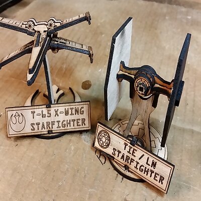 Small Tie Fighter with Stand optimized for Inkscape  K40 laser