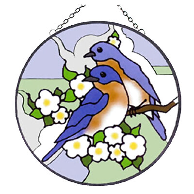 2 Bluebirds and Flowers