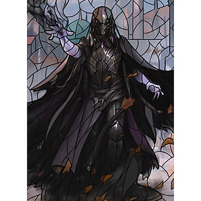 Davriel Rogue Shadowmage  stained glass  litho