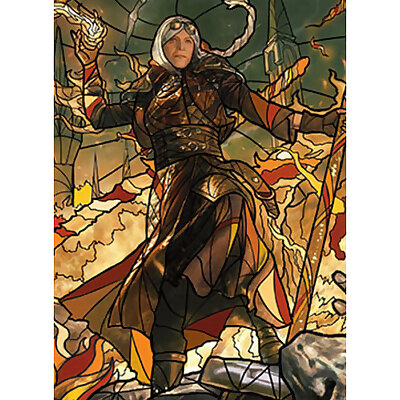 Jaya Venerated Firemage  stained glass  litho