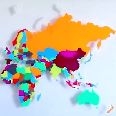 Europe Asia Africa Australia puzzle separated countries map