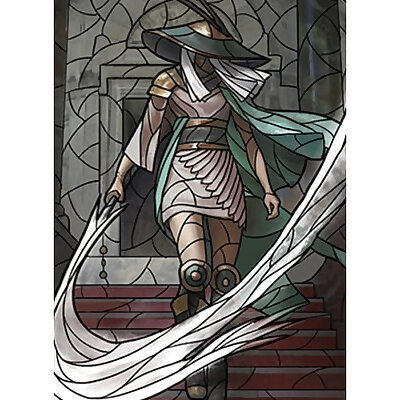 The Wanderer  stained glass  litho