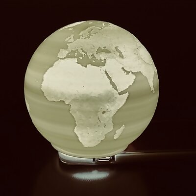 Spherical Lithophane  World Map 12cm remix