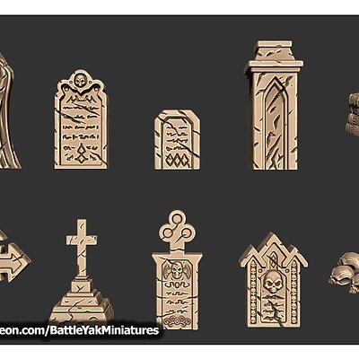 Graveyard Decorations  Battle Yak Miniatures Patreon Sample