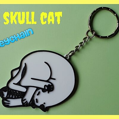 keychain skull cat