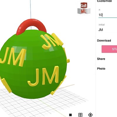 CraftML Customizable Ornament with Your Own Initials
