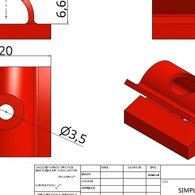 SIMPLE CABLE CLIP  C TYPE  SCREW OR SELFADHESIVE MOUNT  ø6mm