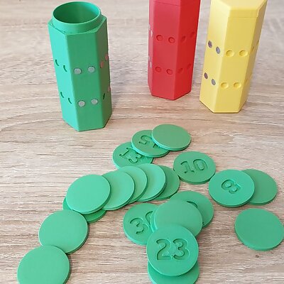 Number tokens with stackable box