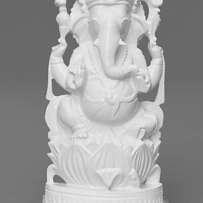 Ganesh on Lotus with Crescent moon Crown