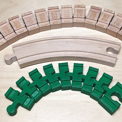 Parametric segmented track compatible with standard wooden train track