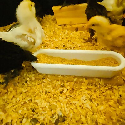 Trough feeder for chick brooder