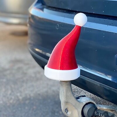 Santa Hat for tow bar of car secured