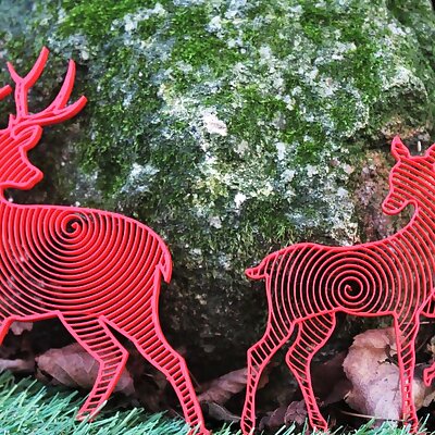 Stag and Doe Christmas Decorations  Archimedian Spiral