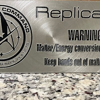 Star Trek Replicator heat warning badge for printers