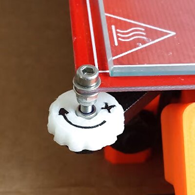 Prusa i3 bed adjuster with a direction arrow