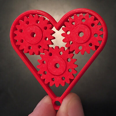 Geared Heart Single Print with Moving Parts  Last Minute Gift