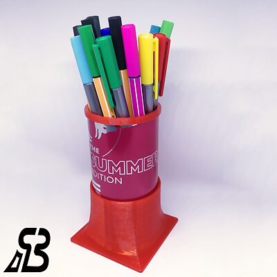 Table Pencil Pen Holder ESSO  Red Bull can  Slimcan