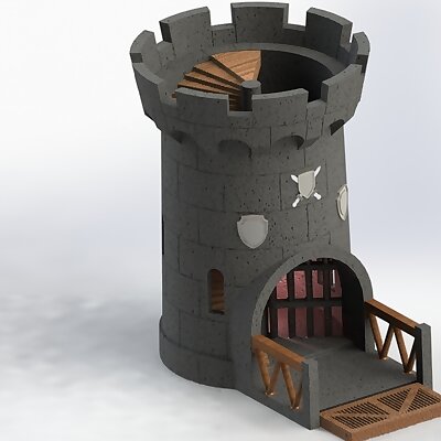 Castle dice tower with moveable gate