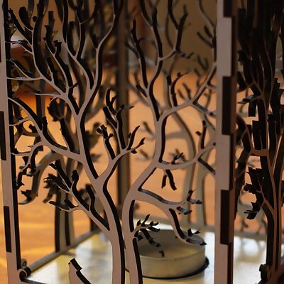 candle holder laser cut Tree  Animals wood present tea candle