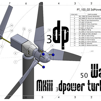 MKIII 50 Watt 3d printable Wind Turbine