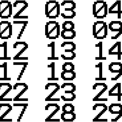 TERMINAL Font Numbers 0130
